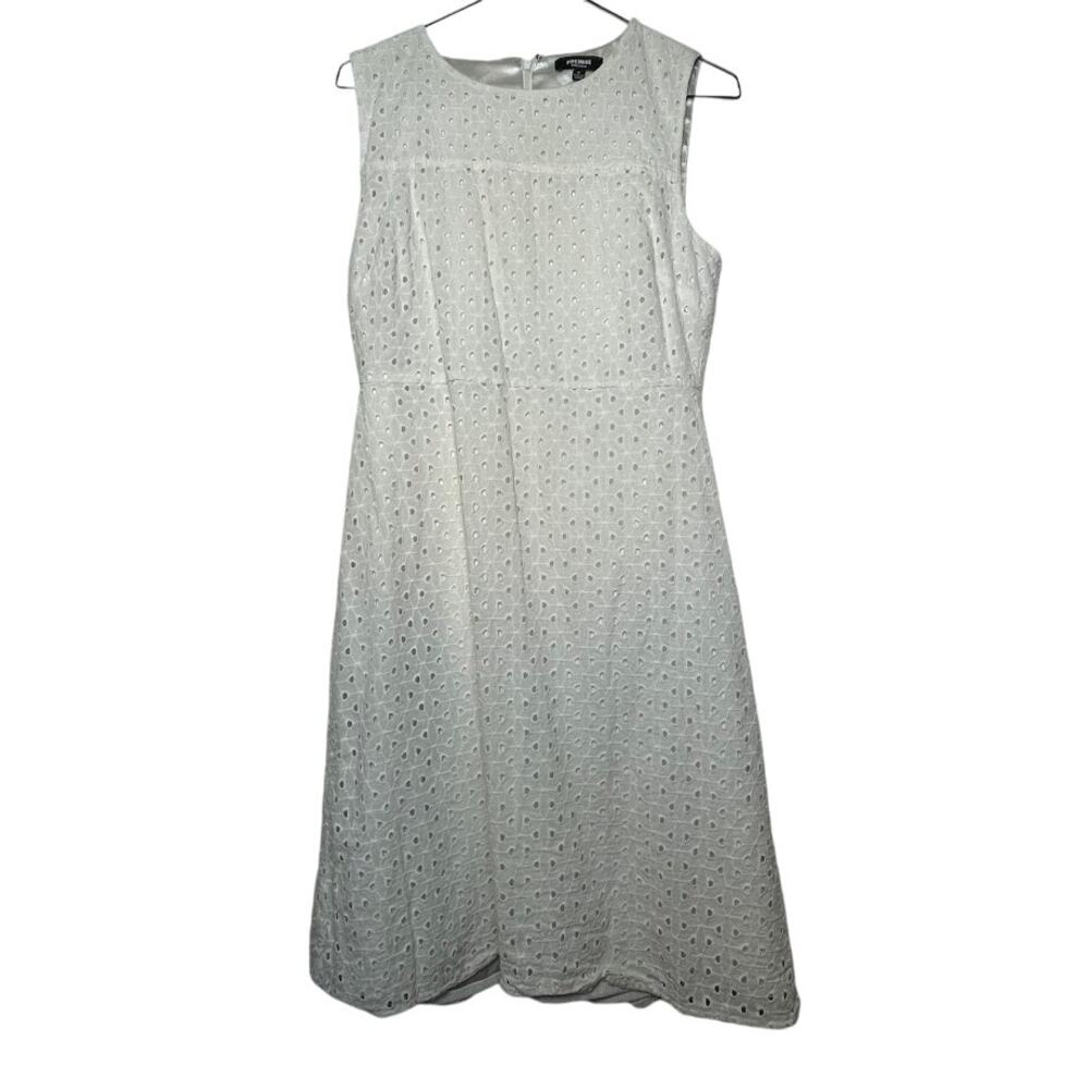 Eyelet Lace A-line Dress White Knee Length Y2K Womens Size 6 Sleeveless Sundress
